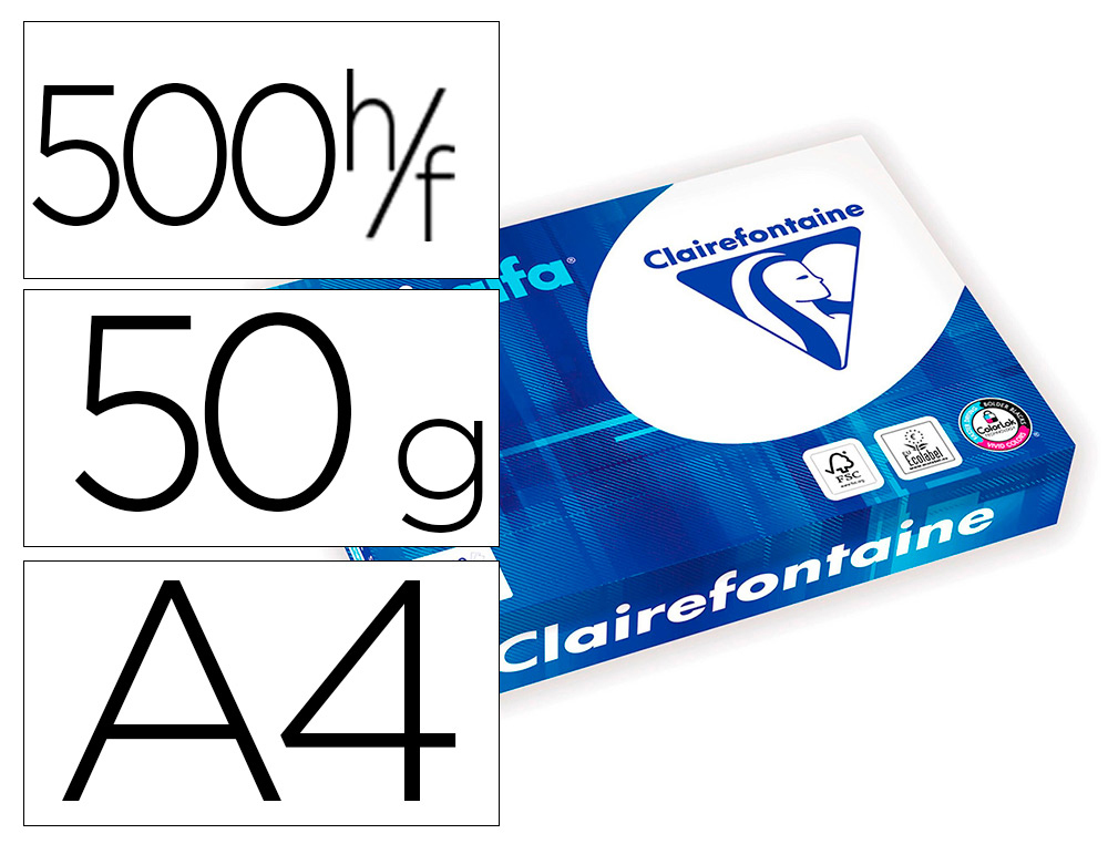 PAPIER CLAIREFONTAINE SMARTPRINT HAUTE QUALITE      BLANCHEUR POUR ECRITURE A4    50G BLANC PAQUET 500 FEUILLES