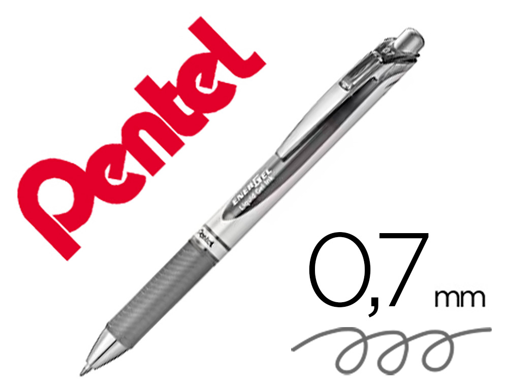 ROLLER PENTEL A ENCRE GEL ENERGEL RETRACTABLE POINTE    0.7MM COLORIS GRIS