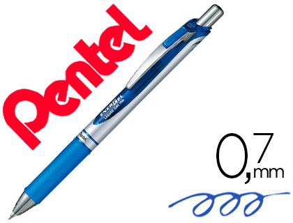 ROLLER PENTEL ENERGEL RTRACTABLE POINTE MTAL FINE 0.7MM RECHARGEABLE CLIP MTAL COLORIS BLEU