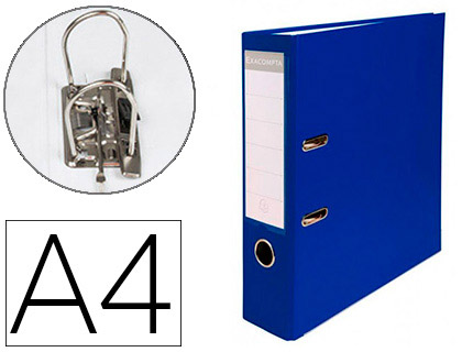 CLASSEUR LEVIER EXACOMPTA A4 POLYPROPYLNE 22/10E DOS 80MM COLORIS BLEU FONC