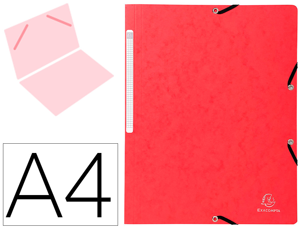 CHEMISE EXACOMPTA SANS RABAT CARTE LUSTRE 4,5/10E FORMAT A4 LASTIQUE TIQUETTE DOS COLORIS ROUGE